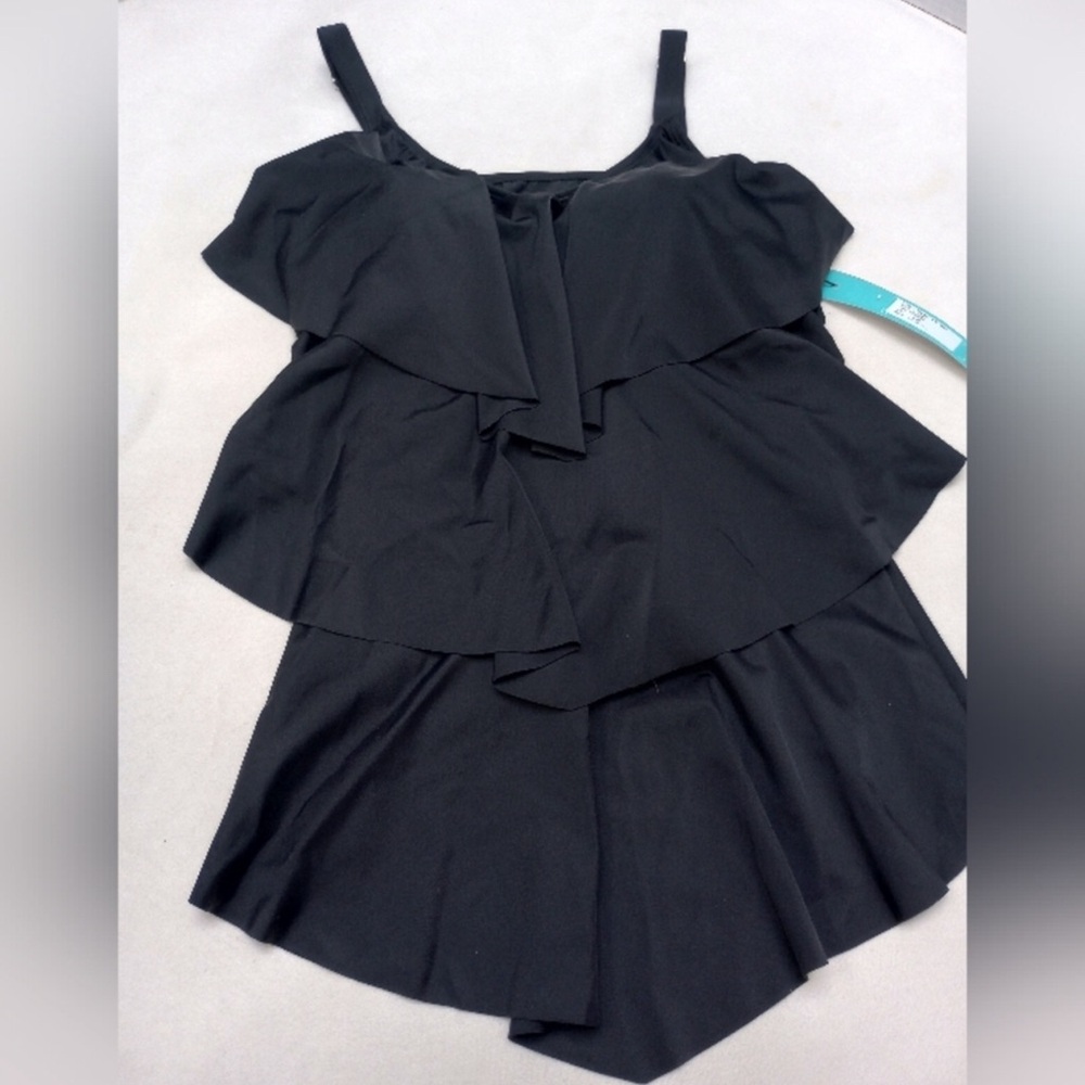 NWT Septangle Black Tiered Tankini Top, size 14 - Picture 5 of 12